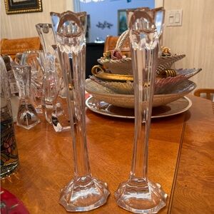 Clear Crystal Tall candle stick holders - Pair